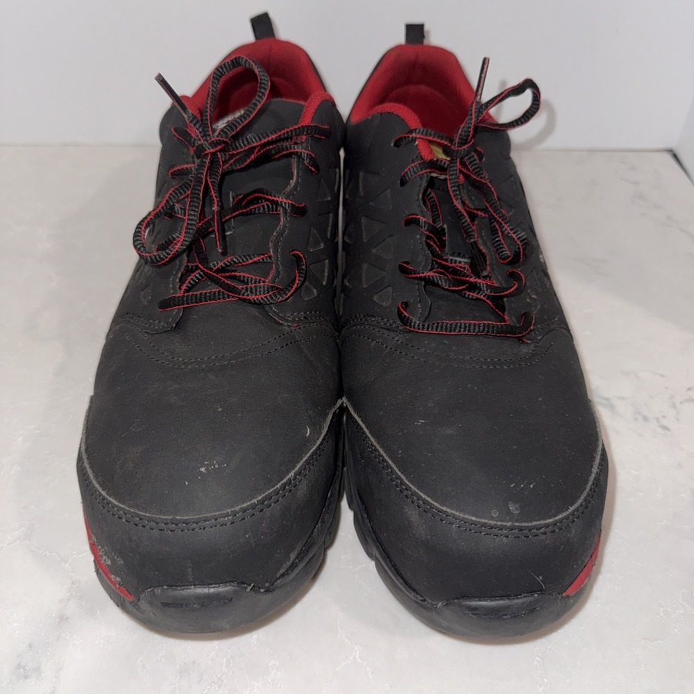 Reebok Sublite Cushion Composite Toe Work Shoes Mens 10 M Black Leather Lace Up